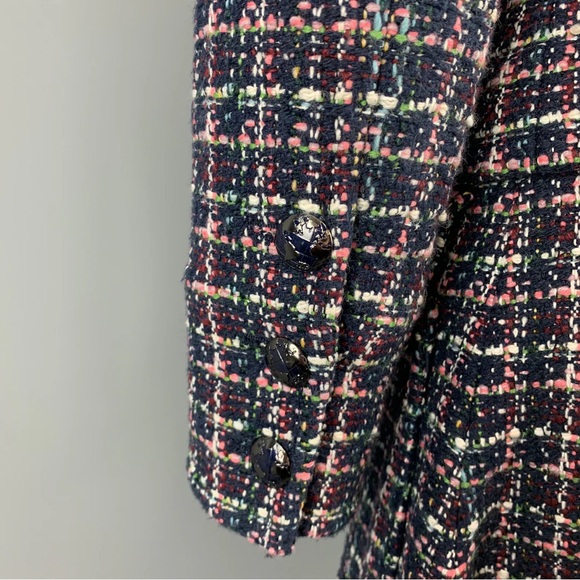 Chanel 13K Runway Navy Multi-Color Tweed High Collar Jacket Blazer Plus Sz. 46 - Picture 6 of 16